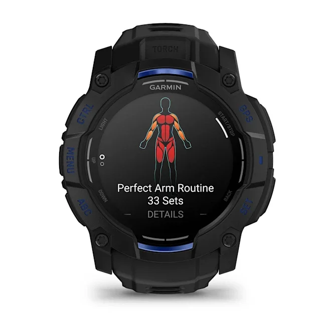 GARMIN Instinct 3 AMOLED Smart Watch - 50 mm, Black with Black/Bolt Blue Band Silicone Band thumbnail